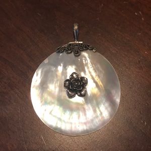 QVC Mother of Pearl Sterling Silver Round Pendant